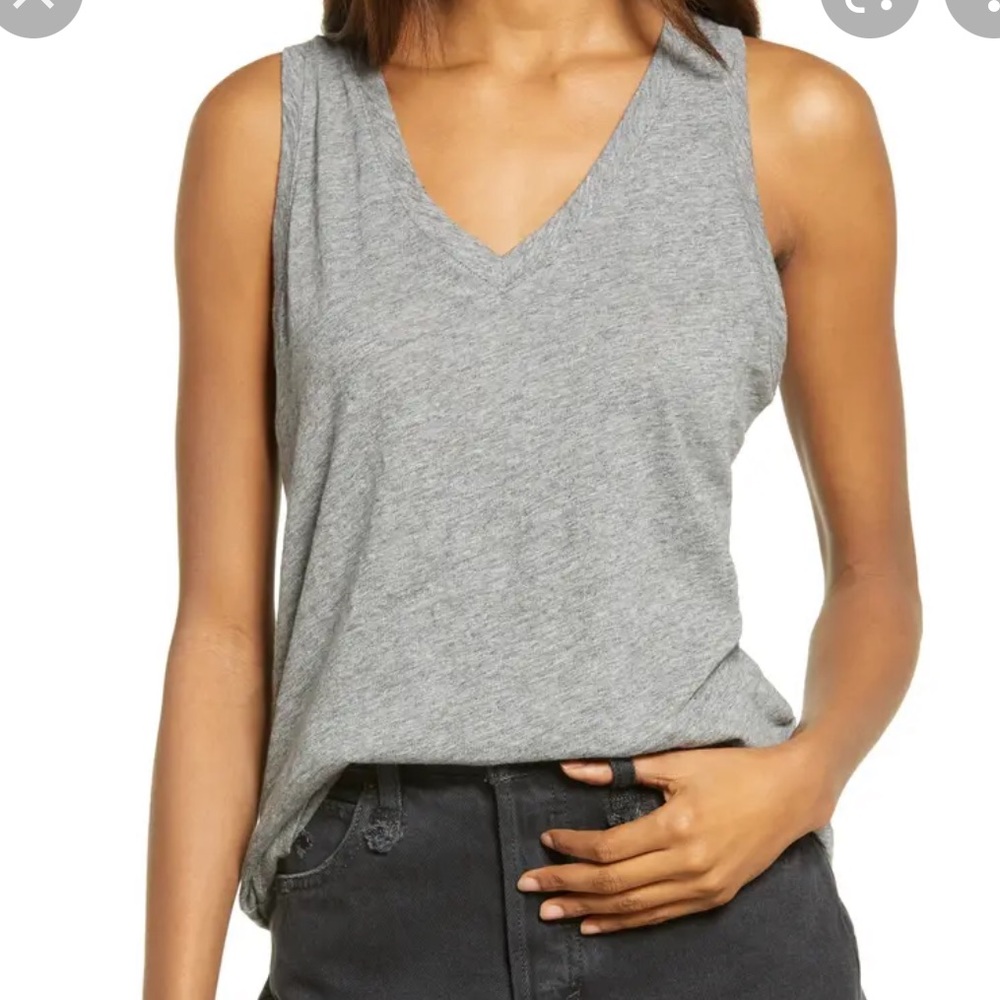 Madewell Gray Casual Boxy Fit Organic Cotton Tank Top Shirt Medium M